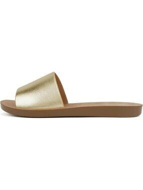 Women's All Gold Peep Toe Beach Basic Plain Slip On Slides Casual Slipper Shoes